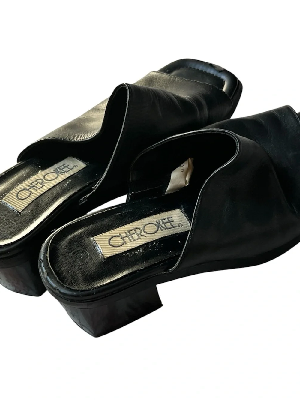 Vintage y2k early 2000s Black Leather heel sandals
